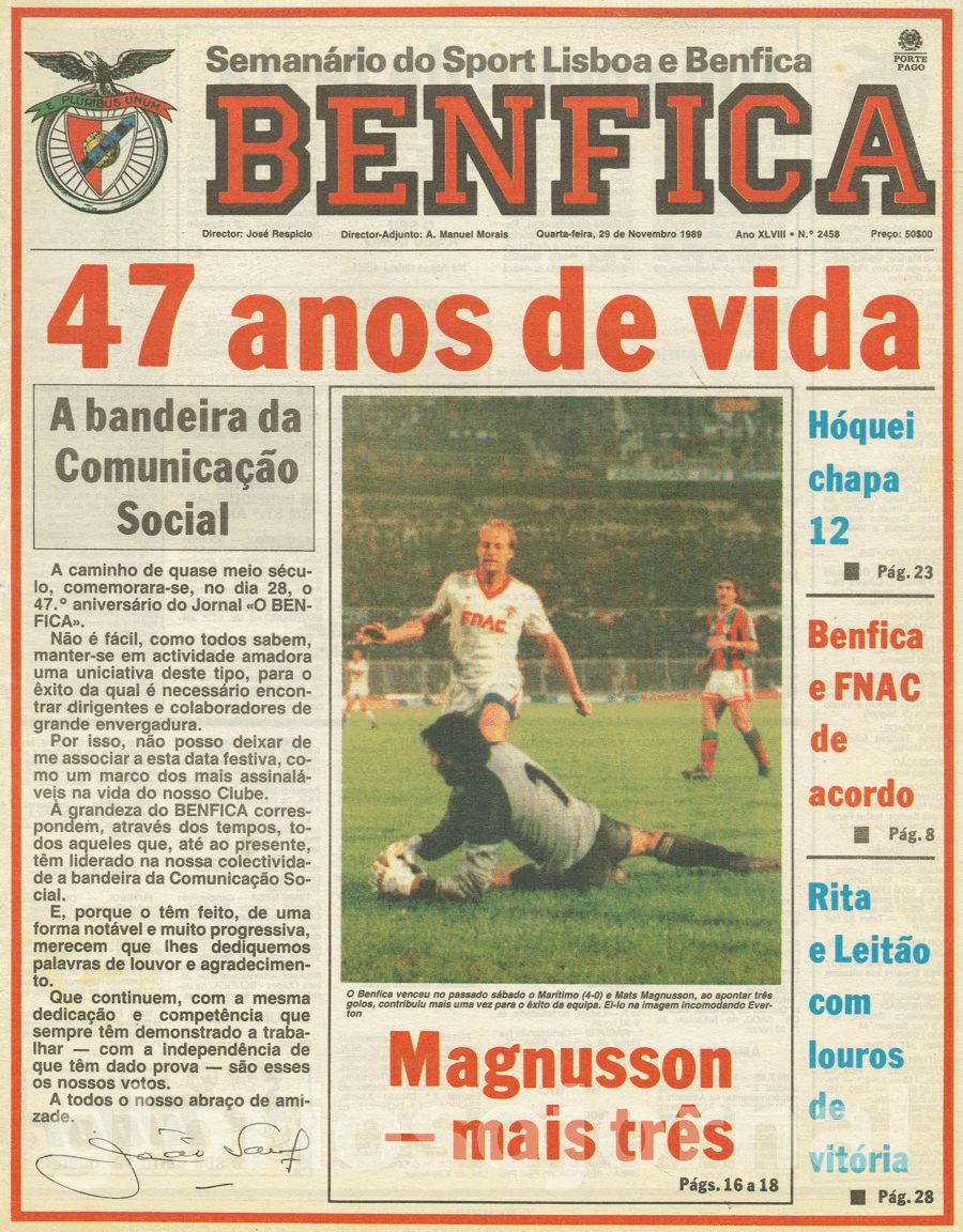 jornal o benfica 2458 1989-11-29
